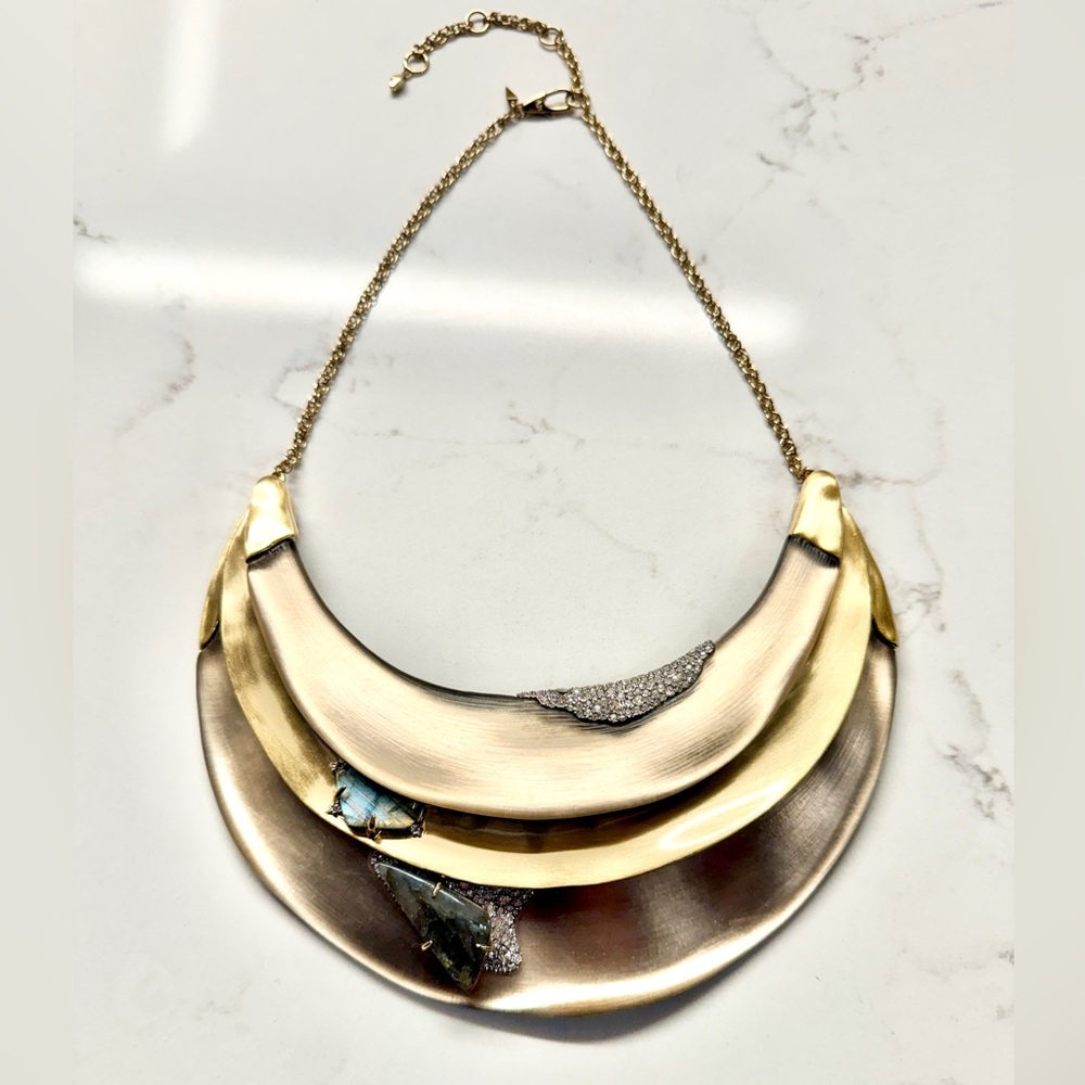 Alexis Bittar Gold, Labradorite and Crystal Statement Necklace